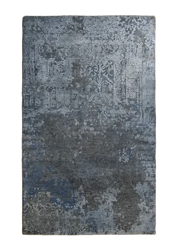 Oriental Rug Indian Handmade Area Modern Neutral 2'11"x4'10" (3x5) Gray Abstract Erased Design #A34538