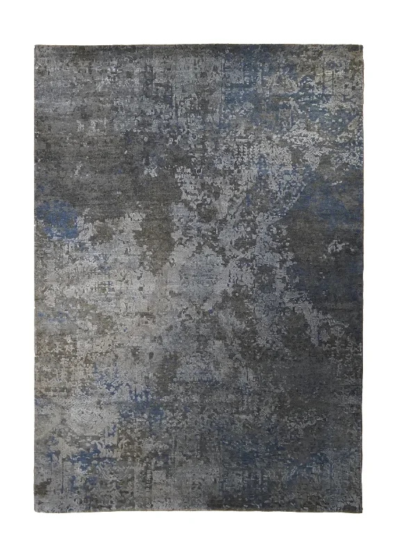 Oriental Rug Indian Handmade Area Modern Neutral 5'0"x7'1" (5x7) Gray Abstract Erased Splatter Design #A34582