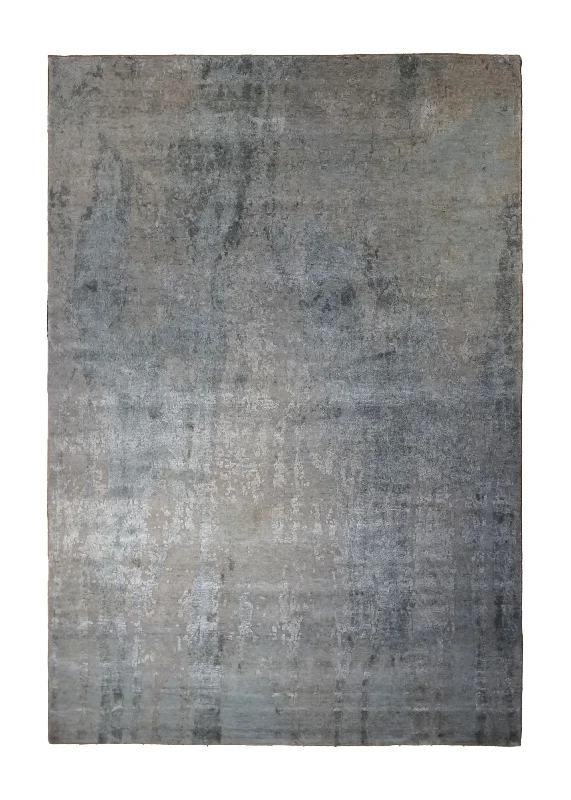 Oriental Rug Indian Handmade Area Modern Neutral 4'11"x7'2" (5x7) Gray Abstract Splatter Design #A34556