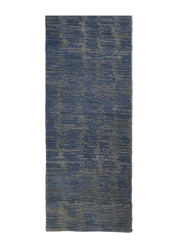 Oriental Rug Indian Handmade Runner Modern Neutral 2'0"x15'10" (2x16) Blue Gray Abstract Splatter Design #A30315