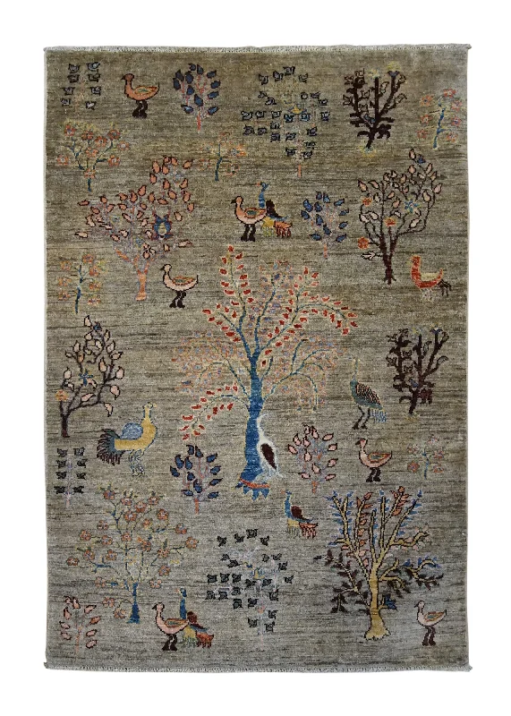 Oriental Rug Pakistani Handmade Area Transitional 3'3"x4'9" (3x5) Blue Tree of Life Design #A34691