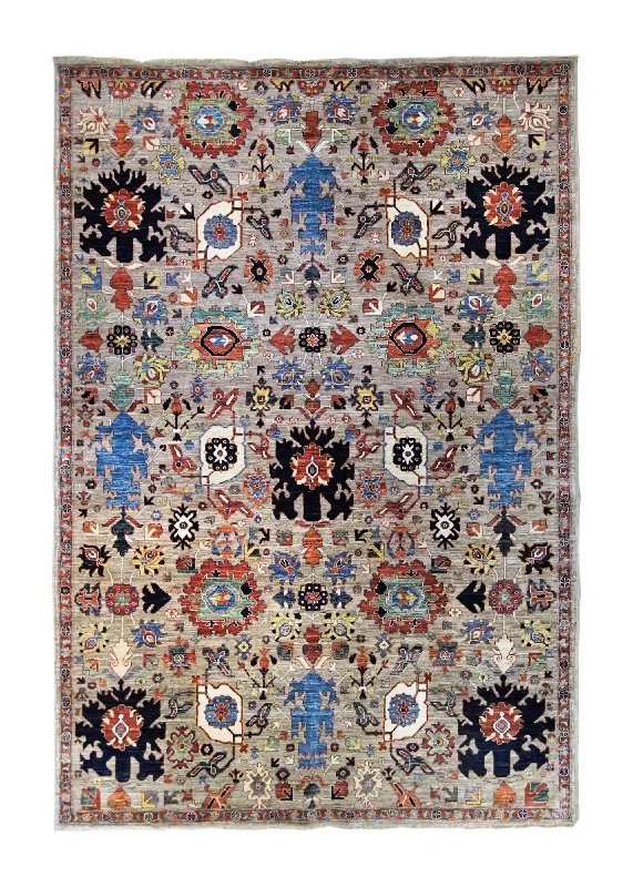 Oriental Rug Pakistani Handmade Area Transitional 6'3"x8'10" (6x9) Whites/Beige Oushak Design #A34628