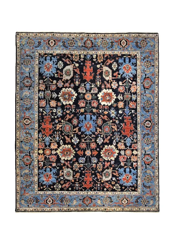 Oriental Rug Pakistani Handmade Area Transitional 8'4"x10'3" (8x10) Blue Black Oushak Design #A34630