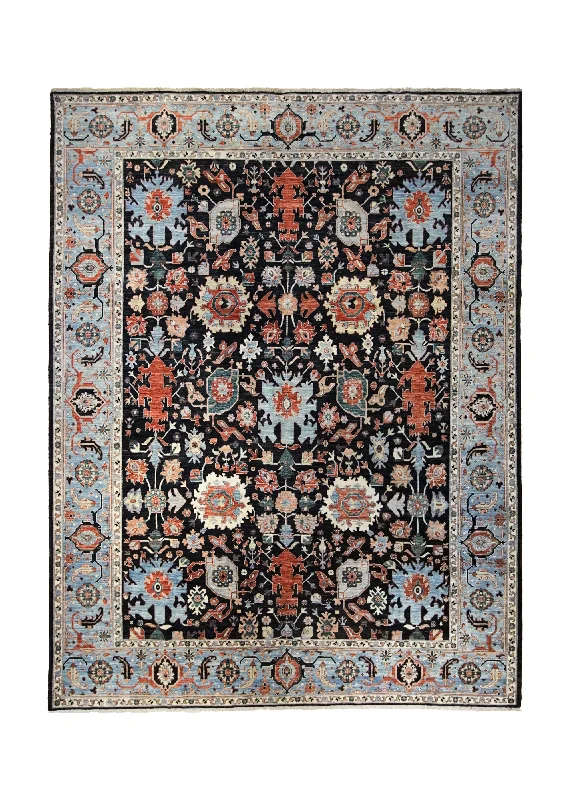 Oriental Rug Pakistani Handmade Area Transitional 8'2"x10'6" (8x11) Blue Black Oushak Design #A34464