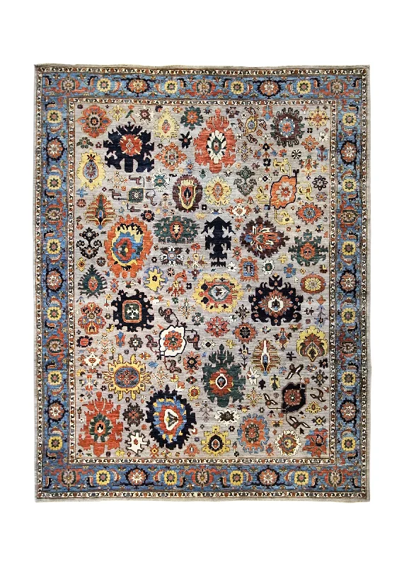 Oriental Rug Pakistani Handmade Area Transitional 9'2"x11'10" (9x12) Gray Blue Oushak Design #A34629