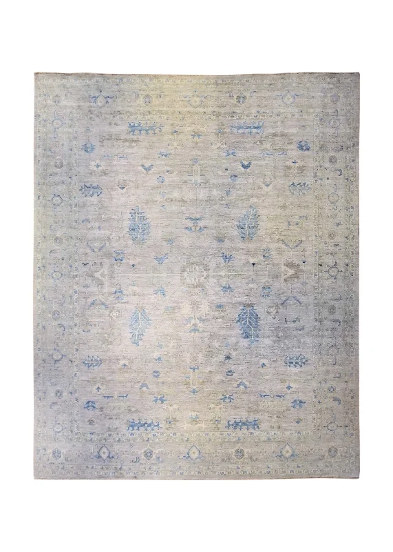 Oriental Rug Pakistani Handmade Area Transitional Neutral 11'11"x14'10" (12x15) Blue Whites/Beige Sultanabad Design #A34620