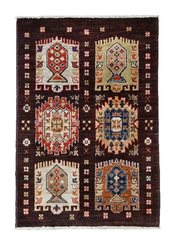 Oriental Rug Pakistani Handmade Area Transitional Tribal 2'0"x2'11" (2x3) Brown Garden Design #A34698