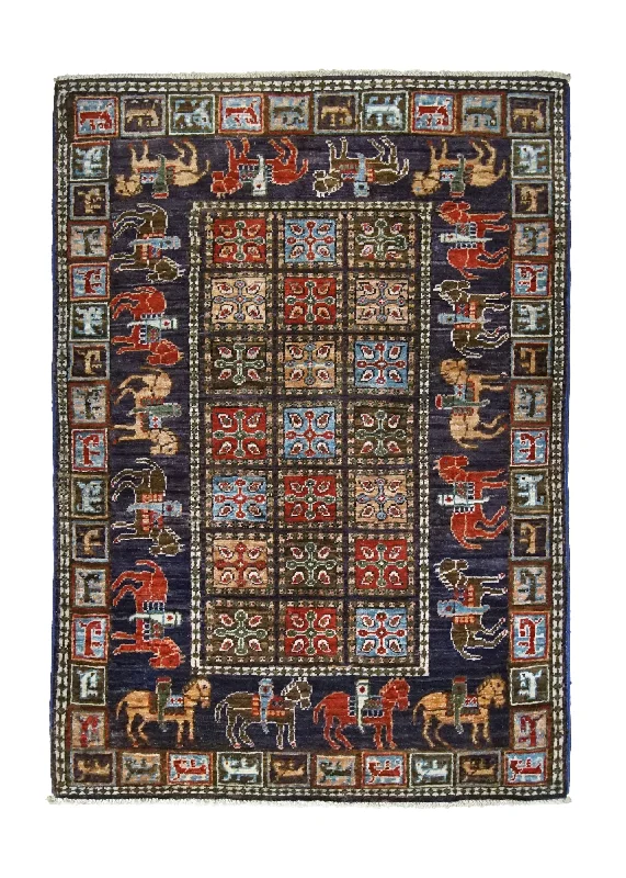 Oriental Rug Pakistani Handmade Area Transitional Tribal 2'8"x3'10" (3x4) Blue Multi-color Garden Historical Design #A34704