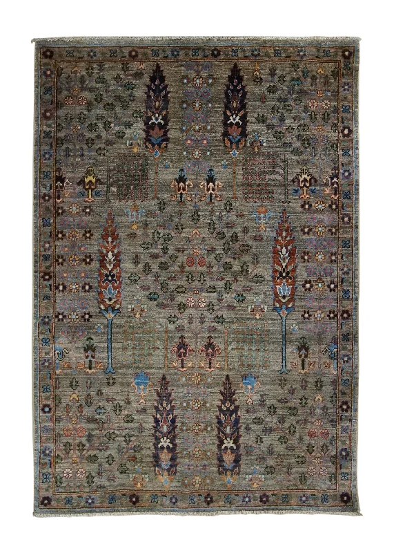 Oriental Rug Pakistani Handmade Area Transitional Tribal 3'4"x4'10" (3x5) Whites/Beige Tree of Life Bakhshayesh Design #A34694