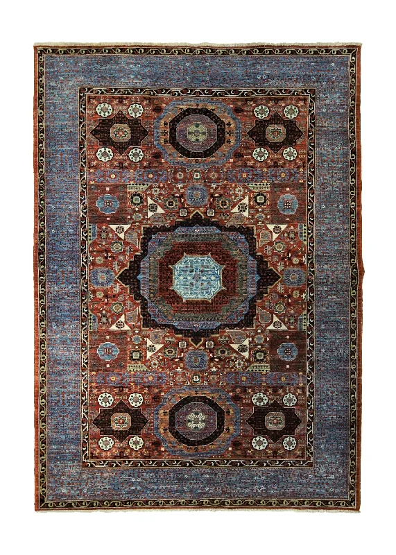 Oriental Rug Pakistani Handmade Area Tribal 6'2"x8'8" (6x9) Red Blue Mamluk Design #A34471