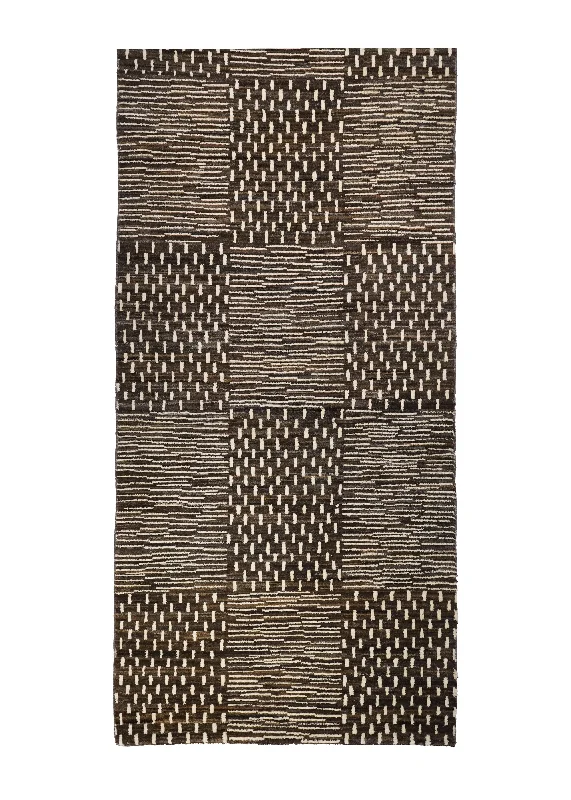 Oriental Rug Pakistani Handmade Runner Transitional 2'10"x14'10" (3x15) Gray Brown Gabbeh Geometric Design #A31662