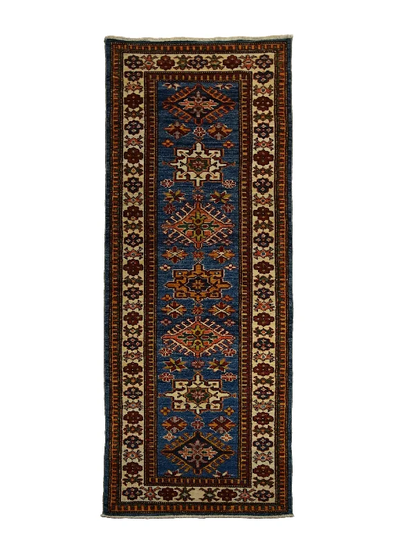 Oriental Rug Pakistani Handmade Runner Transitional Tribal 2'1"x5'9" (2x6) Blue Kazak Geometric Design #A30038