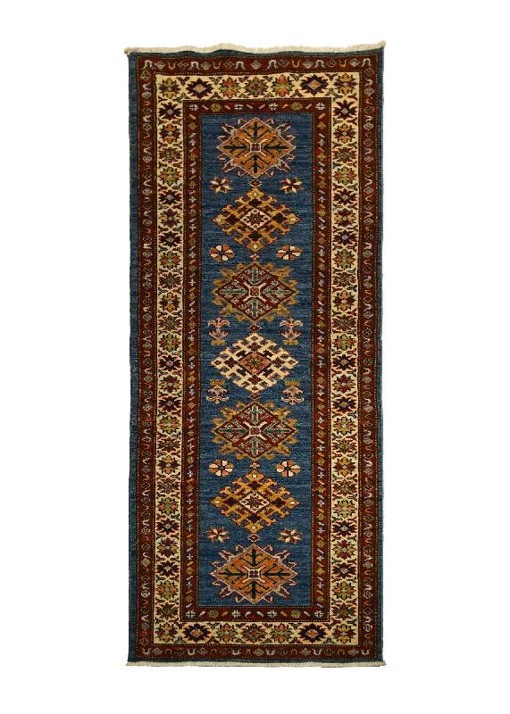 Oriental Rug Pakistani Handmade Runner Transitional Tribal 2'1"x5'7" (2x6) Blue Kazak Geometric Design #A30045