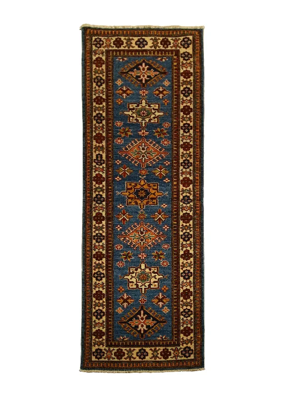 Oriental Rug Pakistani Handmade Runner Transitional Tribal 2'1"x5'7" (2x6) Blue Kazak Geometric Design #A30047