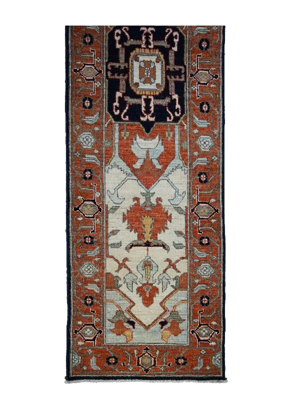 Oriental Rug Pakistani Handmade Runner Transitional Tribal 2'0"x8'1" (2x8) Red Serapi Geometric Design #A31464