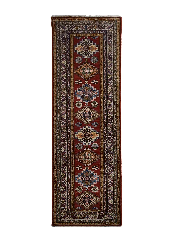 Oriental Rug Pakistani Handmade Runner Transitional Tribal 2'5"x8'8" (2x9) Red Kazak Geometric Design #A30044