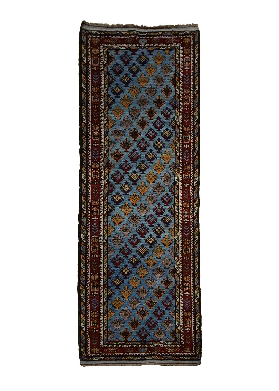 Oriental Rug Pakistani Handmade Runner Transitional Tribal 2'10"x10'3" (3x10) Blue Red Yellow/Gold Baloch Geometric Design #A30081