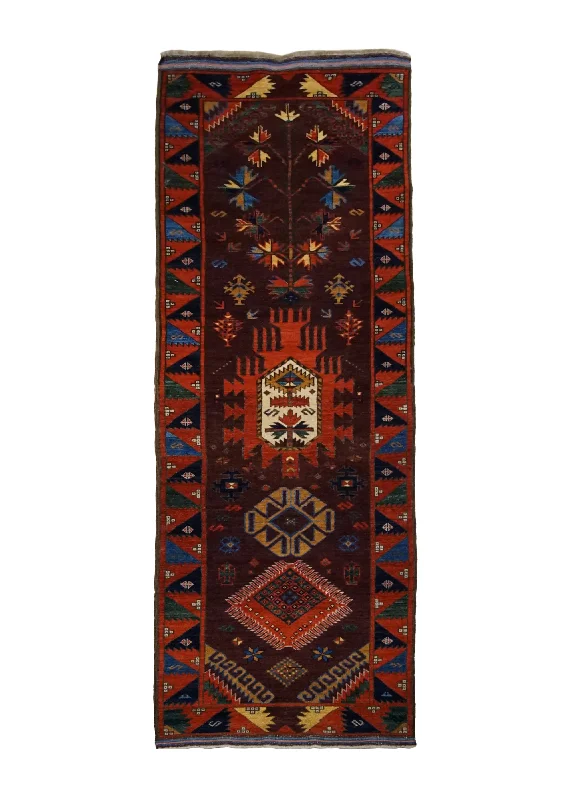 Oriental Rug Pakistani Handmade Runner Transitional Tribal 2'11"x9'11" (3x10) Purple Multi-color Red Baloch Geometric Design #A30061