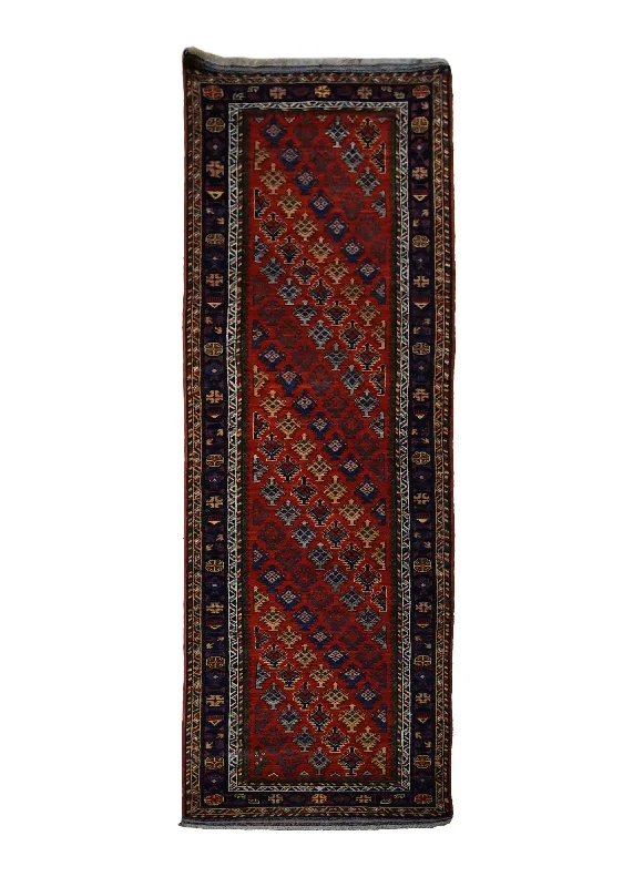 Oriental Rug Pakistani Handmade Runner Transitional Tribal 2'10"x10'5" (3x10) Red Blue Baloch Geometric Design #A30058