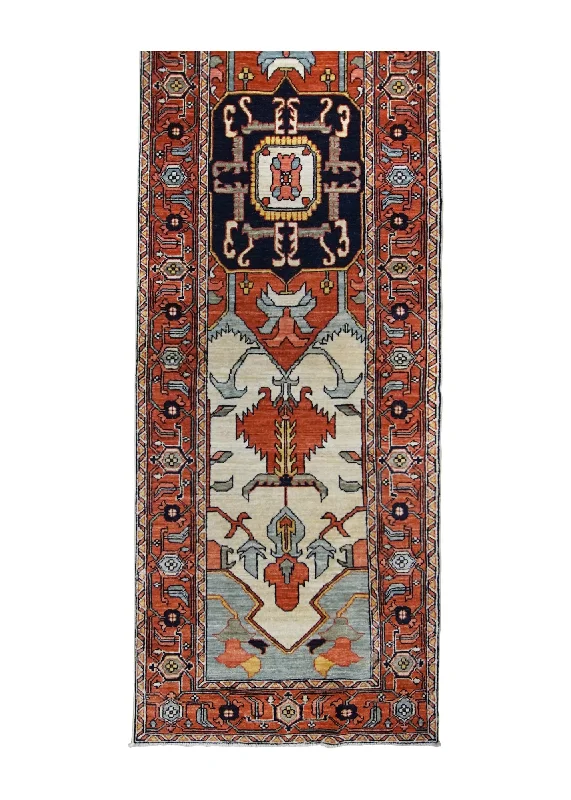 Oriental Rug Pakistani Handmade Runner Transitional Tribal 2'8"x10'0" (3x10) Red Serapi Geometric Design #A31460