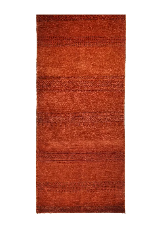 Oriental Rug Pakistani Handmade Runner Transitional Tribal 2'7"x12'0" (3x12) Red Geometric Gabbeh Design #A31934