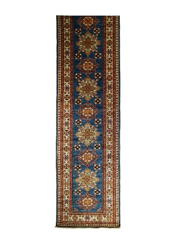 Oriental Rug Pakistani Handmade Runner Transitional Tribal 2'11"x20'4" (3x20) Blue Kazak Geometric Design #A30878