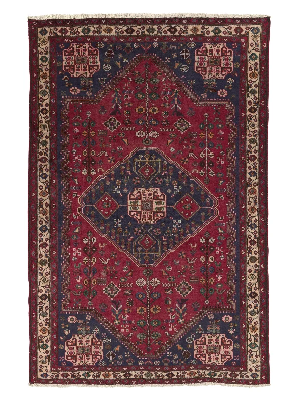 Persian Rug Abadeh Handmade Area Tribal 6'9"x10'2" (7x10) Red Blue Geometric Design #24228