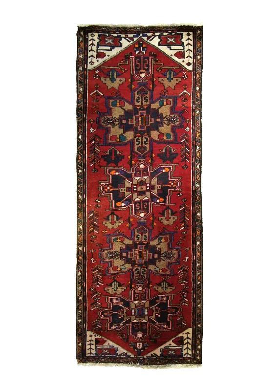 Persian Rug Azerbaijan Handmade Runner Tribal 3'1"x8'6" (3x9) Red Geometric Design #A31081