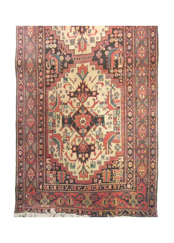 Persian Rug Azerbaijan Handmade Runner Tribal 3'8"x14'4" (4x14) Red Geometric Design #A18625