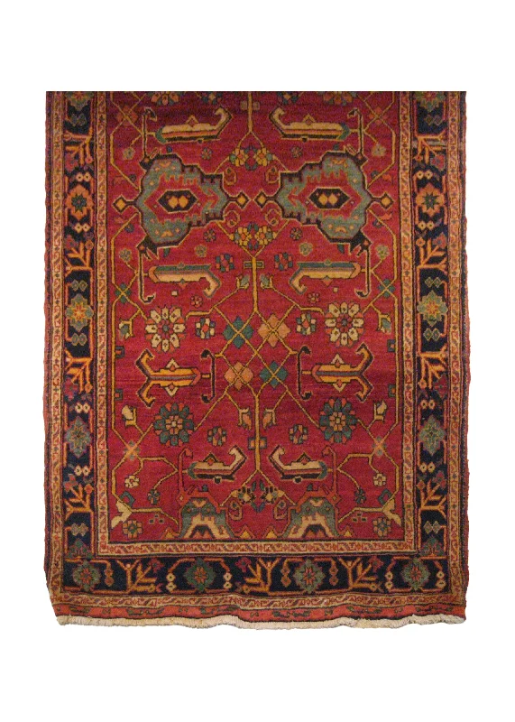 Persian Rug Azerbaijan Handmade Runner Tribal 3'9"x14'8" (4x15) Red Geometric Design #A18624