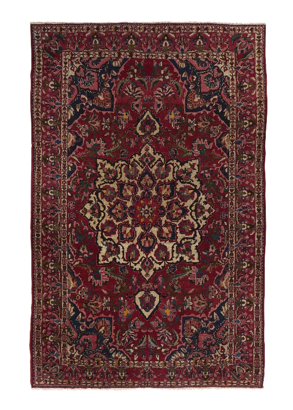 Persian Rug Bakhtiari Handmade Area Antique Tribal 6'8"x10'6" (7x11) Red Floral Design #18592