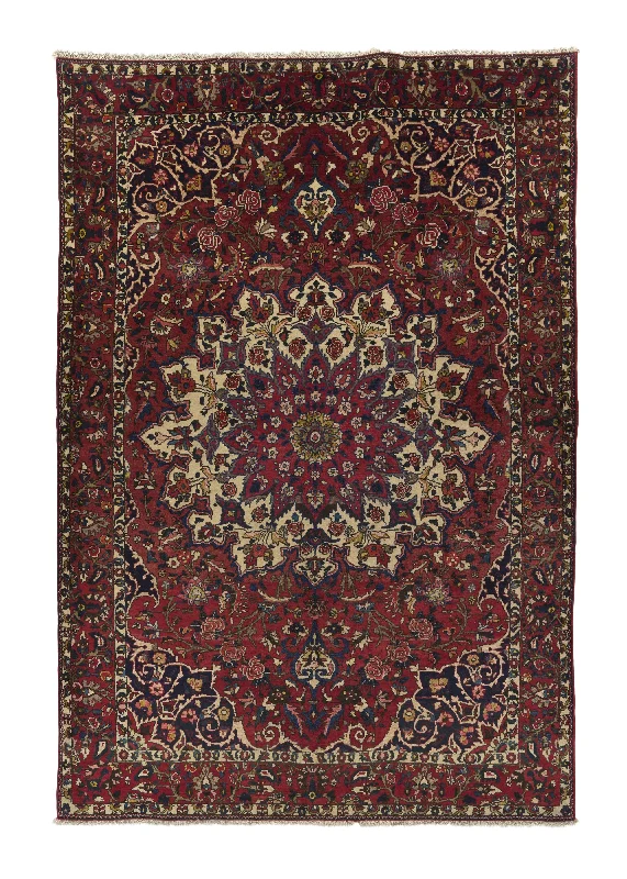 Persian Rug Bakhtiari Handmade Area Tribal 6'10"x10'0" (7x10) Red Floral Design #18108