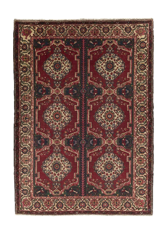 Persian Rug Bakhtiari Handmade Area Tribal 7'1"x9'10" (7x10) Red Green Geometric Design #17925