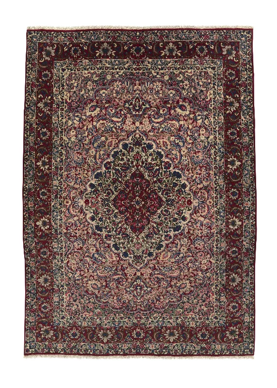 Persian Rug Bakhtiari Handmade Area Tribal 7'1"x10'2" (7x10) Whites/Beige Red Floral Design #17663