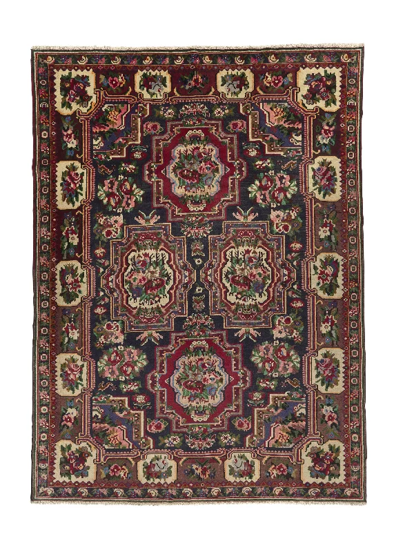 Persian Rug Bakhtiari Handmade Area Tribal 7'7"x9'11" (8x10) Multi-color Red Gol Farang Design #12202