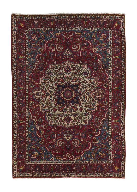 Persian Rug Bakhtiari Handmade Area Tribal Vintage 7'2"x10'5" (7x10) Red Floral Design #17645