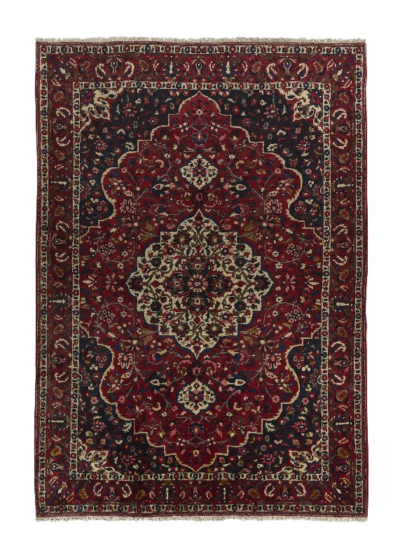 Persian Rug Bakhtiari Handmade Area Tribal Vintage 7'3"x10'6" (7x11) Red Floral Design #17665