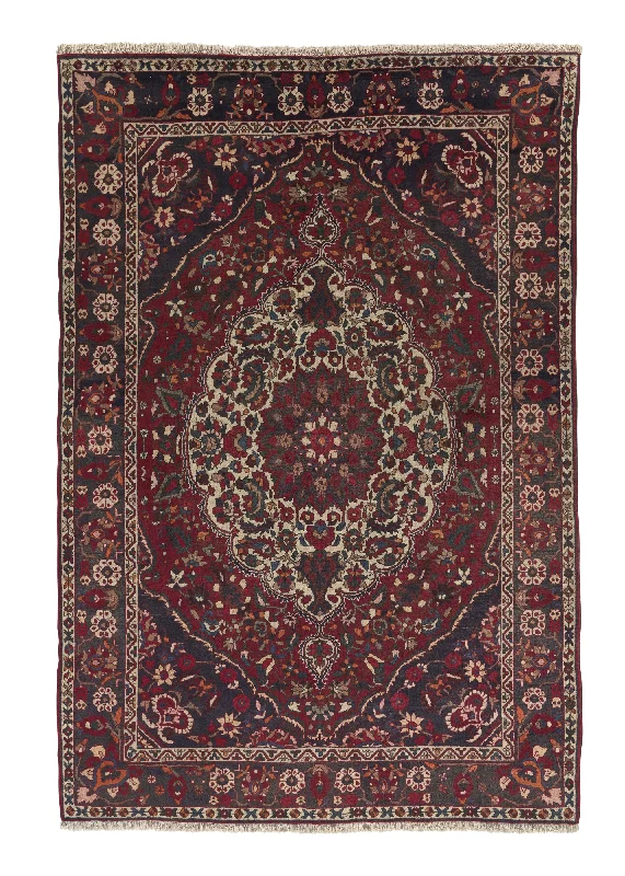 Persian Rug Bakhtiari Handmade Area Tribal Vintage 6'9"x10'2" (7x10) Red Floral Design #24229