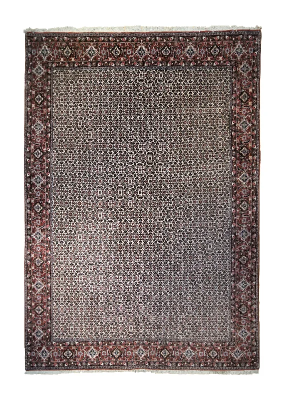 Persian Rug Bijar Handmade Area Tribal 8'2"x11'4" (8x11) Whites/Beige Red Herati Design #A34590