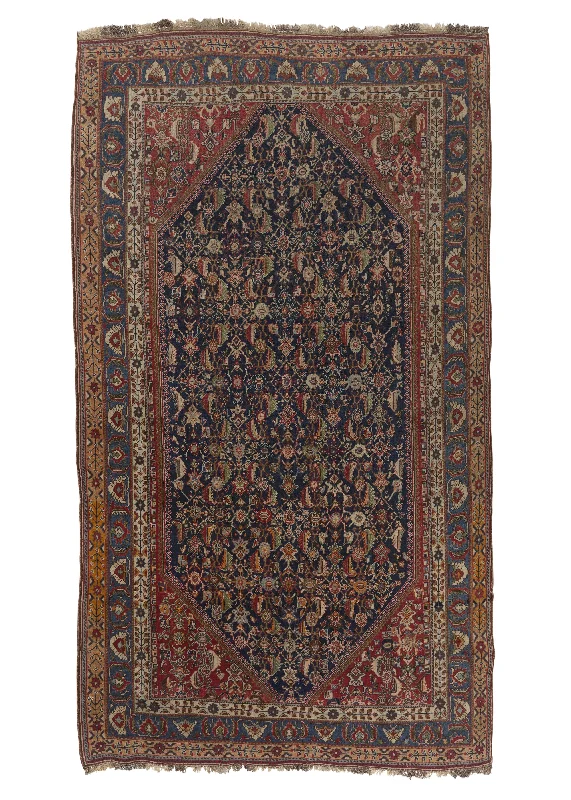 Persian Rug Ghashghaei Handmade Area Antique Tribal 5'2"x8'9" (5x9) Blue Red Herati Design #33035