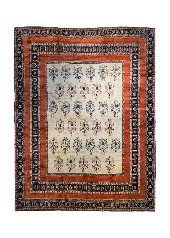 Persian Rug Ghashghaei Handmade Area Tribal 9'11"x12'9" (10x13) Red Geometric Design #A34650