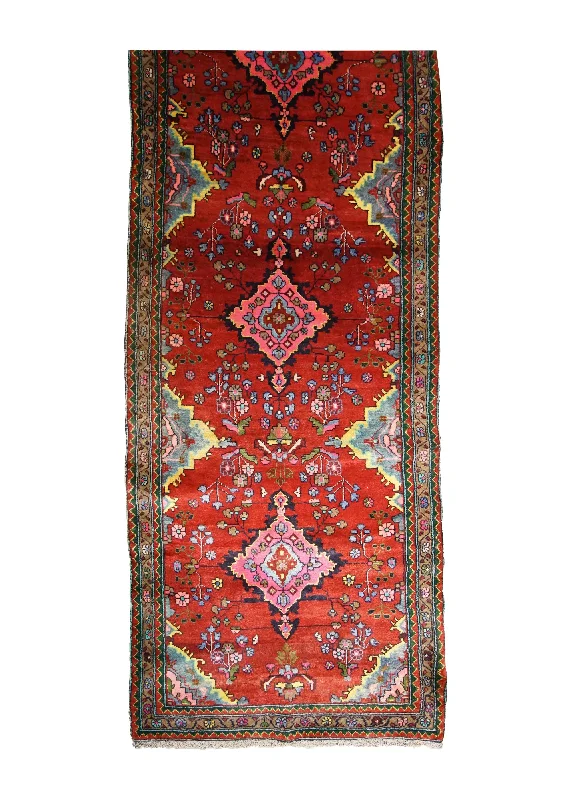 Persian Rug Hamadan Handmade Runner Tribal 3'3"x9'7" (3x10) Red Geometric Design #A31074