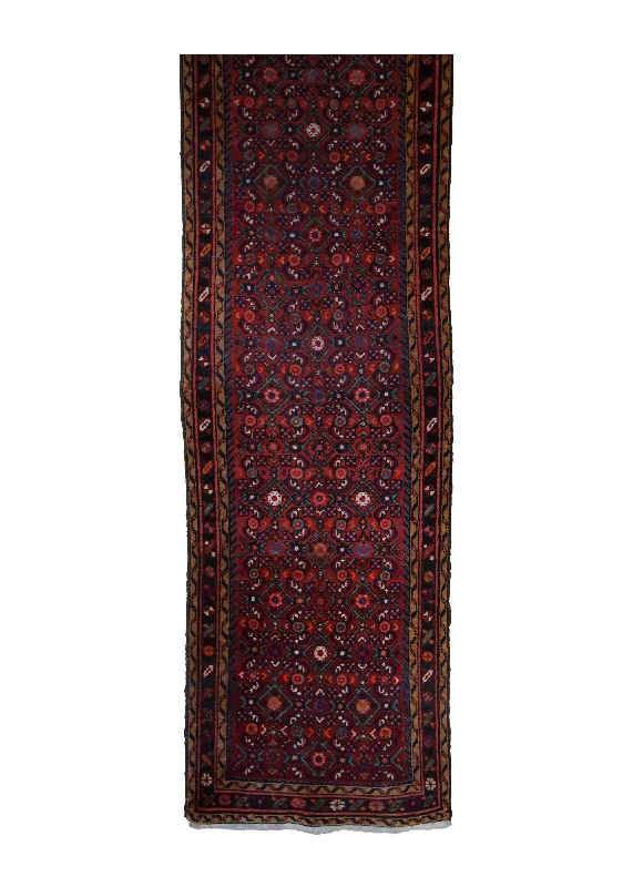 Persian Rug Hamadan Handmade Runner Tribal Antique 2'7"x16'2" (3x16) Red Blue Floral Herati Design #A31555