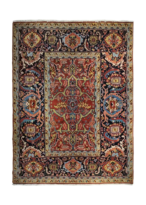 Persian Rug Heriz Handmade Area Traditional 8'3"x11'2" (8x11) Red Floral Design #A34587