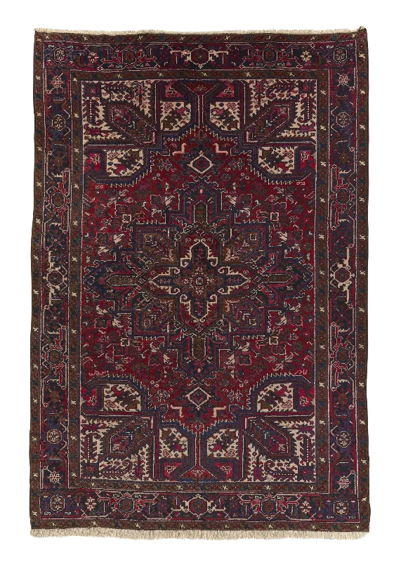 Persian Rug Heriz Handmade Area Tribal Vintage 6'5"x9'5" (6x9) Red Geometric Design #32384