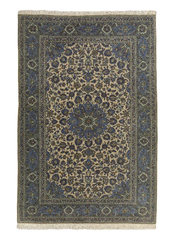 Persian Rug Kashan Handmade Area Traditional 6'8"x10'2" (7x10) Green Blue Floral Design #35059