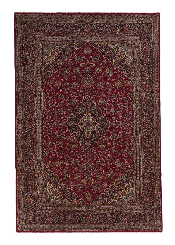 Persian Rug Kashan Handmade Area Traditional 6'10"x10'4" (7x10) Red Toranj Mehrab Design #34507