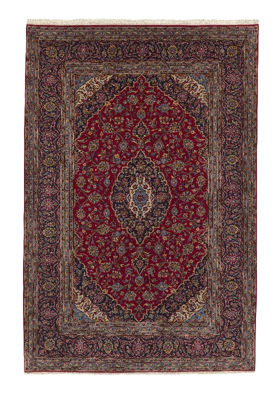 Persian Rug Kashan Handmade Area Traditional 6'8"x10'0" (7x10) Red Toranj Mehrab Floral Design #34472