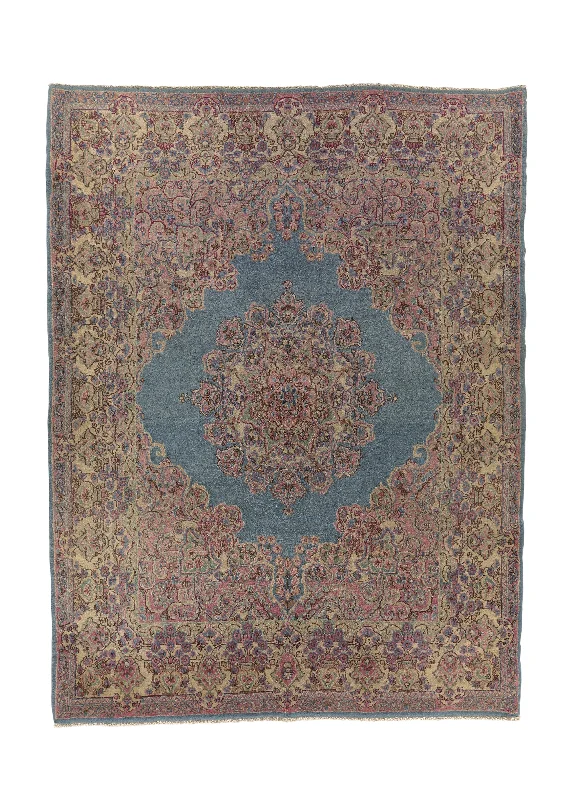 Persian Rug Kerman Handmade Area Traditional 4'10"x6'5" (5x6) Pink Blue Floral Open Field Design #33420