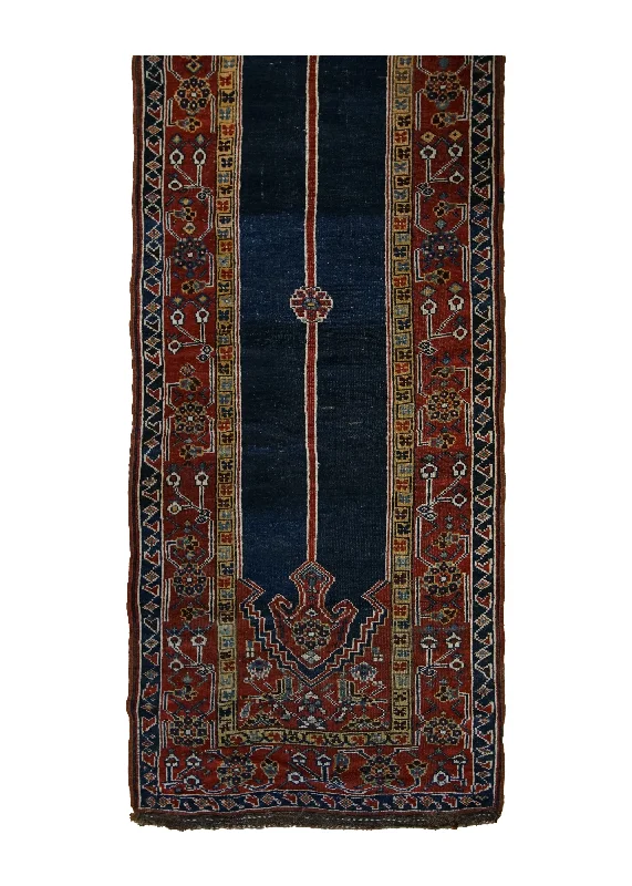 Persian Rug Kurdistan Handmade Runner Tribal Antique 3'3"x16'9" (3x17) Blue Red Geometric Design #A30814